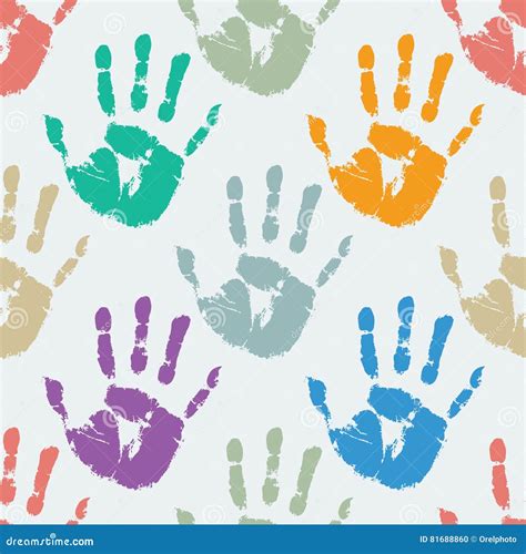 Prints Of Hands Seamless Pattern Stock Vector Illustration Of Hands