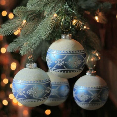 Northlight 4ct Blue And White Nordic Fair Isle Glass Ball Christmas Ornaments 4 Inch 4 Frys