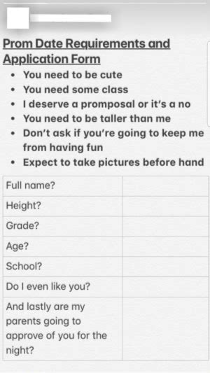 Prom Date Requirements And Application Form You Need To Be Cute You