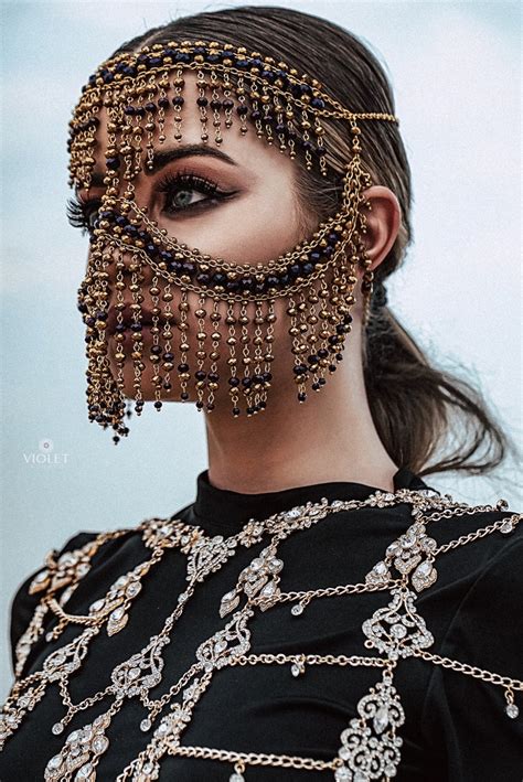 Tribal Face Chain Golden Regina Burqa Face Mask Face Chain Face