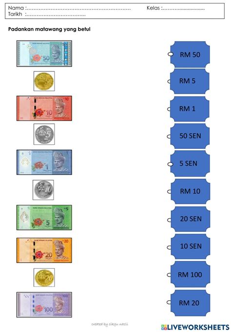 Matawang Malaysia Worksheet Money Math Worksheets Money Worksheets