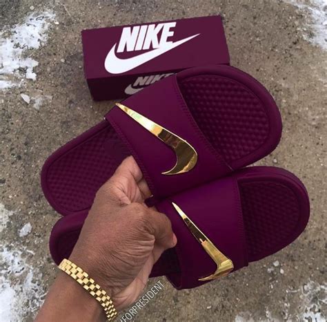 Shoes Nike Burgundy Sandals Gold Summer Nike Slides Purple