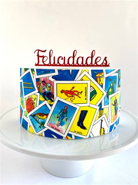 Loteria Mexicana Edible Cake Wrap Or Felicidades Cake Topper Etsy
