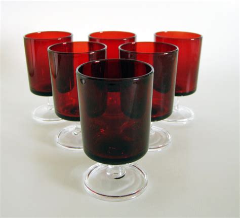 Vintage Luminarc Red Cavalier Liqueur Glasses Set Of 6 Etsy