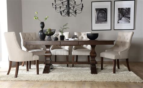 Large round dining table with chairs furniture. Cavendish Dark Wood Extending Dining Table with 6 Duke ...