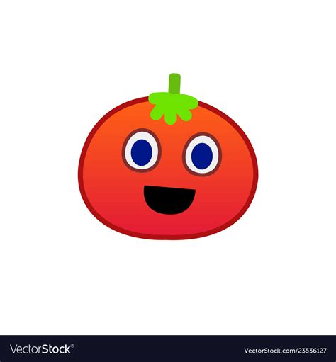Cartoon Tomato Face Emoji Icon Design Smile Face Vector Image