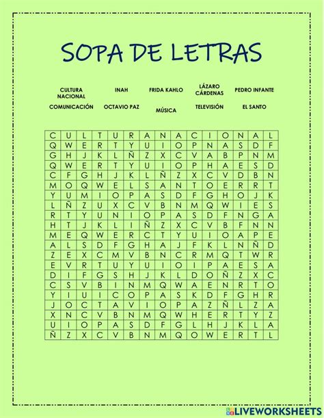 Sopa De Letras Online Exercise For Quinto De Primaria Live Worksheets