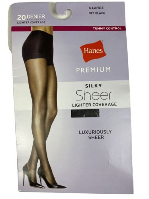 Hanes Premium Womens Silky Sheer Control Top Pantyhose Off Black 1x