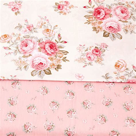 Large Flower Cotton Fabric Pink Rose Florals Cotton Fabric Etsy