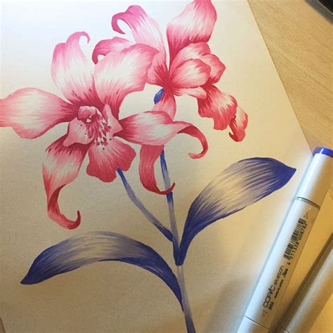 Sweet Flower On Behance Lilies Drawing Marker Art Flower Art