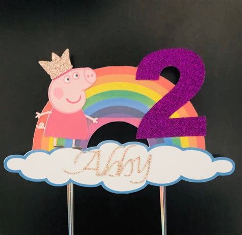 Peppa Pig Rainbow Cake Topper Etsy
