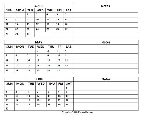 2019 Quarterly 2 Calendar Printable Printable Yearly Calendar