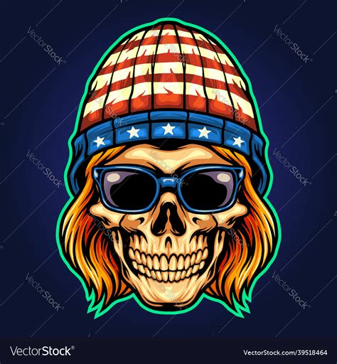 American Skull Rockstar Royalty Free Vector Image