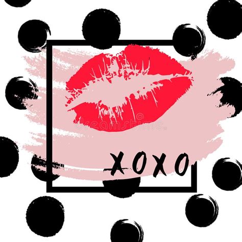 xoxo hugs and kisses lipstick kiss on a white background stock vector illustration of