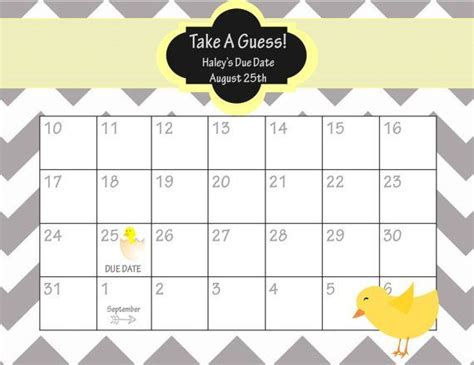 Guess the date, time, weight, eyes and hair colour for the new baby whether its a boy, girl, or unknown gender. Guess Babies Due Date Calendar Free Printable | Baby due ...