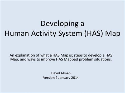 Developing A Human Activity System Has Map