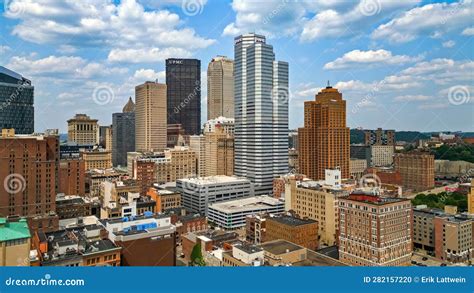 The Skyscrapers Of Pittsburgh At Downtown District Aerial Photography