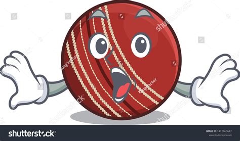 Surprised Cricket Ball Cartoon Shape Stock Vector Royalty Free 1412865647