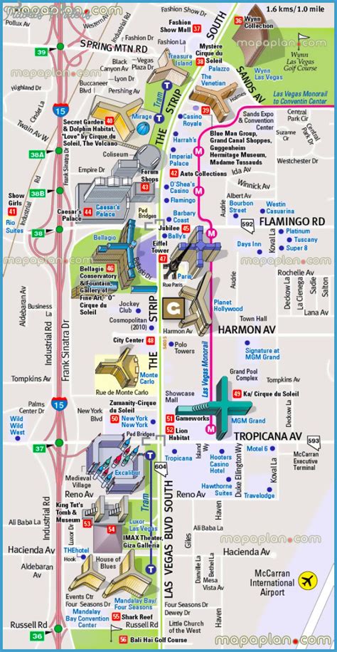 Las Vegas Attractions Map Pdf Free Printable Tourist