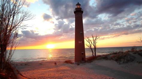 Sunset At Little Sable Lighthouse Silver Lake Sand Dunes Pure