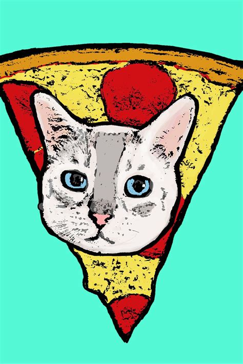 Pizza Cat Portrait Cat Art Pizza Art Bread Cat Etsy Pop