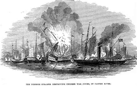 The Nemesis Steamer Destroying Chinese War Junks In Canton River