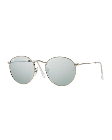 Ray Ban Round Metal Frame Sunglasses With Silver Mirror Lens