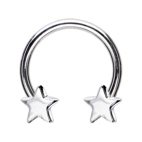 Silver 925 Stars Horseshoe Circular Barbell Septum Jewelry Horseshoe