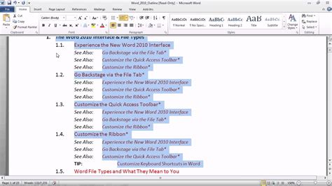 Microsoft Word Multi Level Lists Outline Template Free Word Template
