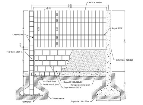 Foundation Footing Constructive Structure Cad Drawing