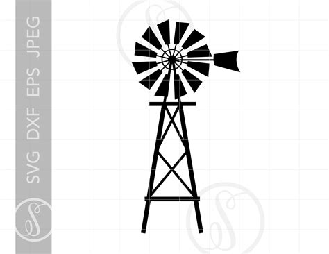 Windmill Svg Windmill Clipart Windmill Silhouette Cut File Etsy