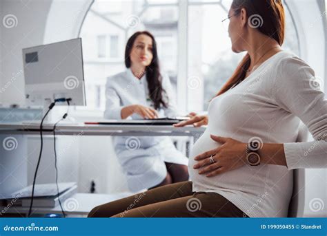 Pregnant Woman Have Consultation With Obstetrician Indoors Stock Image Image Of Clinic