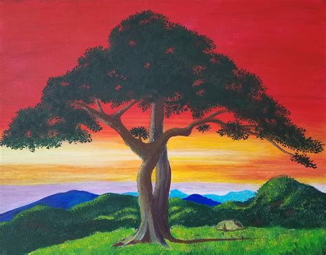 White Oak Sunrise Painting By Flame Bilyue Fine Art America