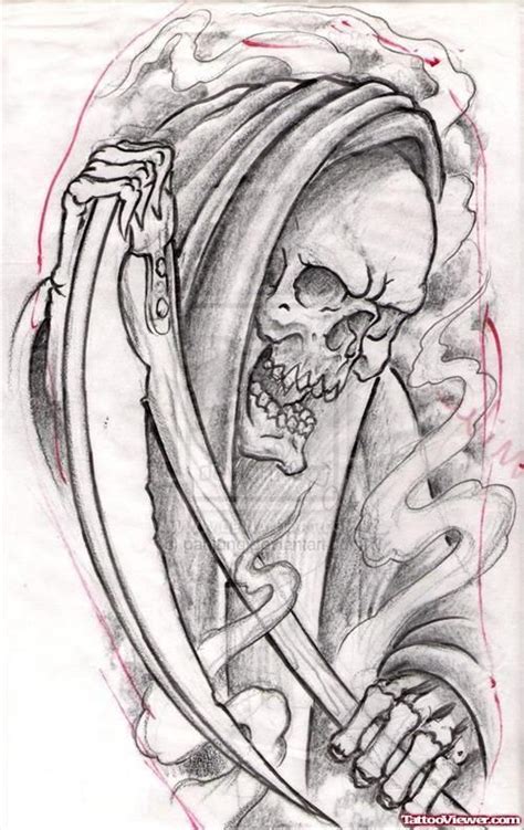 Attractive Outline Grim Reaper Tattoo Design Attractivetattoos Grim