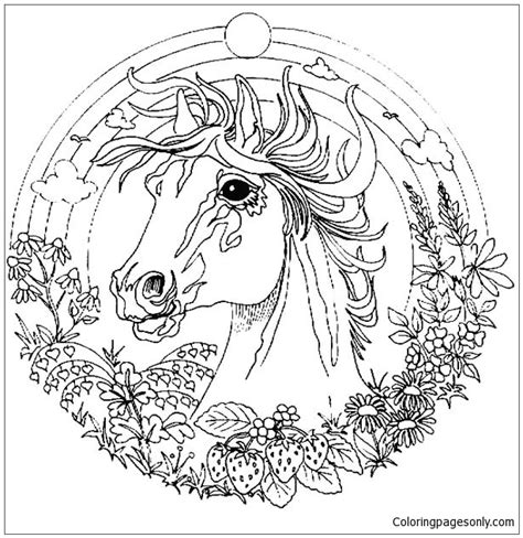 41 Mandala Coloring Printable Horse Coloring Pages For Adults Png