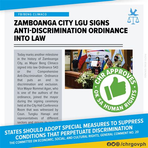 chr philippines on twitter mayor beng climaco of zamboanga city signed into law ordinance 543