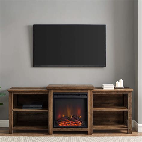 Buy Walker Edison Tiered Wood Fireplace Tv Stand With Open Shelves For