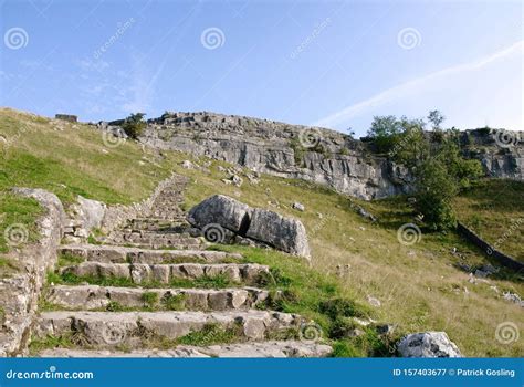 Steps To The Top Of Malham Cove Stock Image Image Of Step Hill