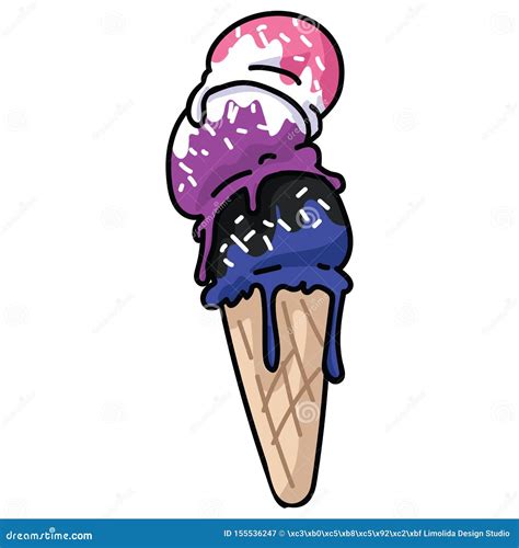 cute gender fluid ice cream cone cartoon vector illustration motif set lgbtq gender sweet treat