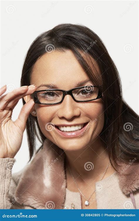 Woman Looking Through New Glasses Stock Image Image Of Person Female 30842805