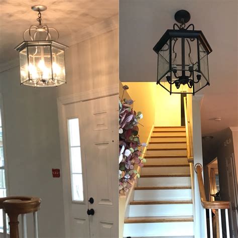 Let them dry for 15 minutes and then add another coat if needed. DIY light fixture makeover: spray paint chandelier (With ...
