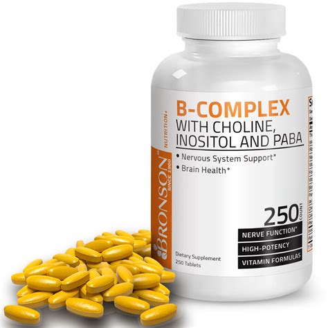 Bronson Vitamin B Complex With Choline Inositol And Paba 250 Tablets