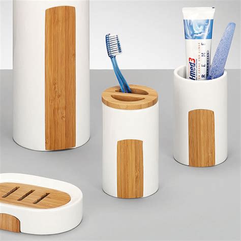 BAMBUS BADSET BADEZIMMER SET WC TOILETTEN BÜRSTE SEIFENSPENDER BECHER GARNITUR | eBay