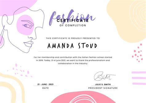 Free Doodle Colorful Fashion Certificate Template