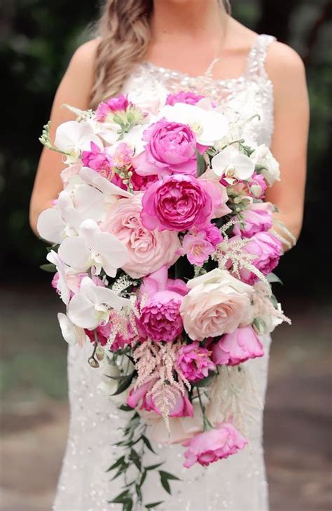 15 Stunning Summer Wedding Bouquets Belle The Magazine Cascading Wedding Bouquets Pink