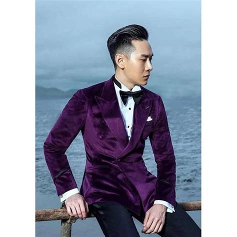 2017 Latest Coat Pant Designs Purple Velvet Men Suit Prom Jacket Slim