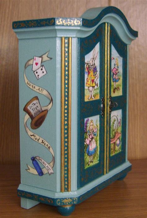 Alice wonderland themed bedroom room box myminiworld etsy. Alice in Wonderland themed ArmoireLeft Side. | Alice in ...
