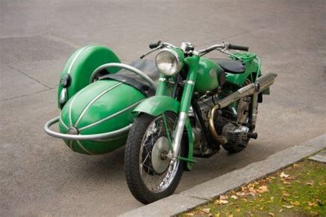 Old Fashioned Motorcycle With Sidecar Parked In The Street Motorcycle