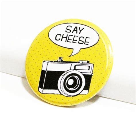 Camera Pins Photographer Buttons Say Cheese Quotes Pins Polka Dot