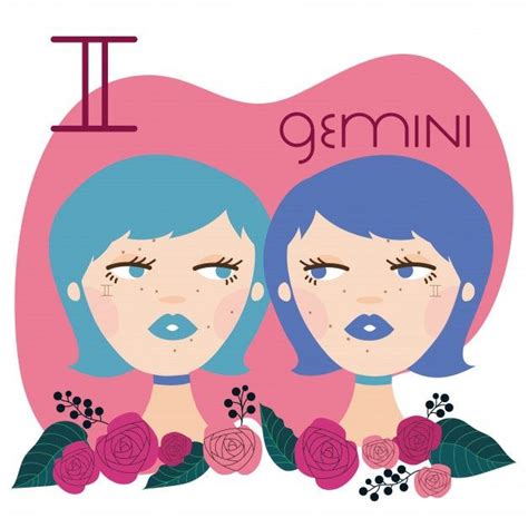 Premium Vector Beautiful Woman With Gemini Zodiac Sign Illustration